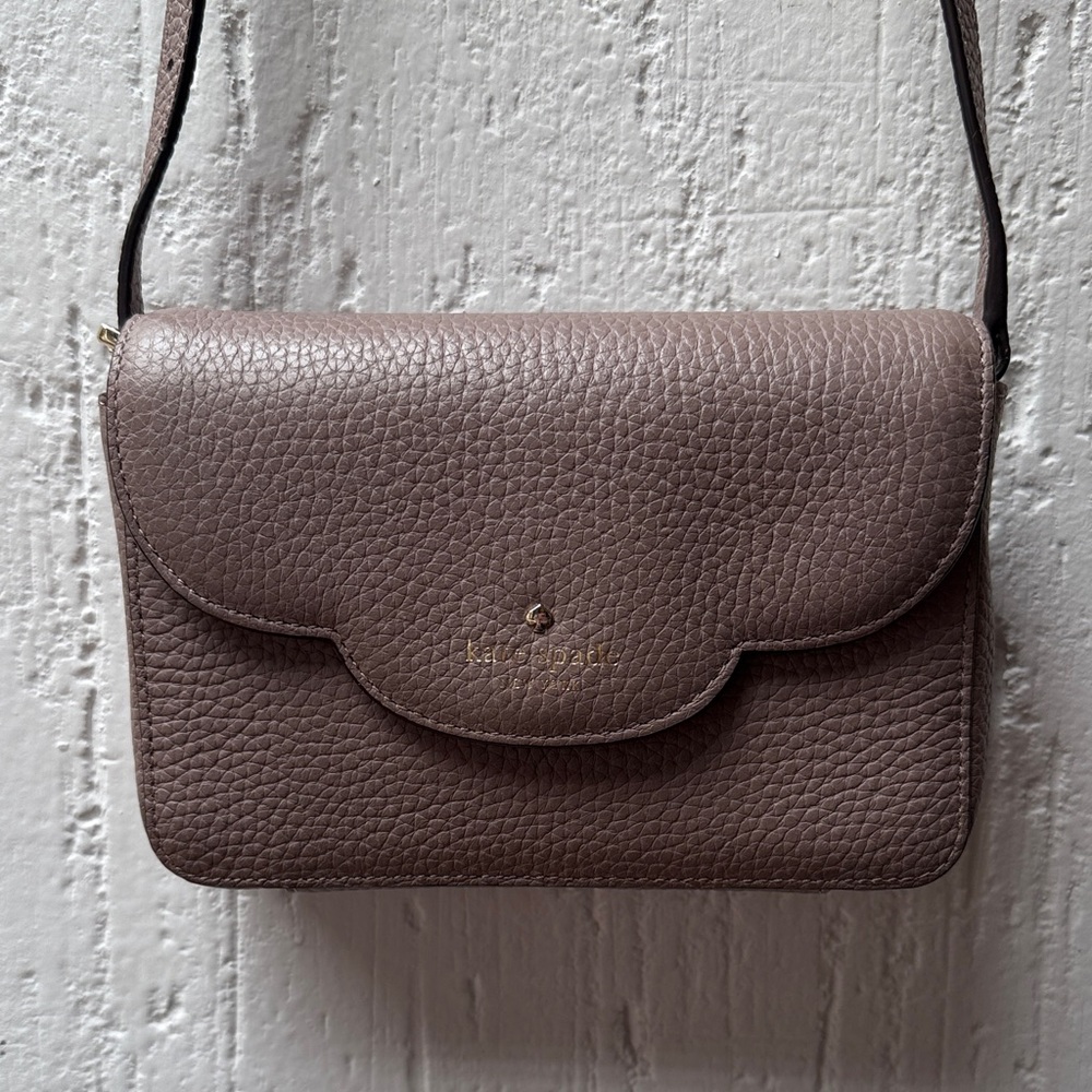 Kate Spade Taupe Pebbled Leather Crossbody Bag